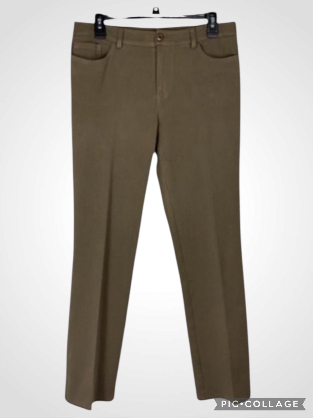Peace Of Cloth NYC Khaki Stretchy High Rise Slim Straight Leg Pants 8